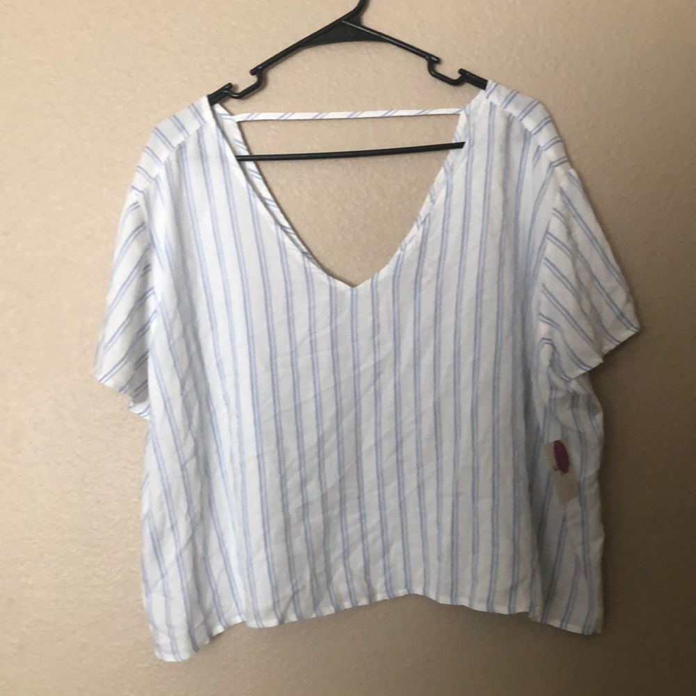 Blue & White Striped crop top